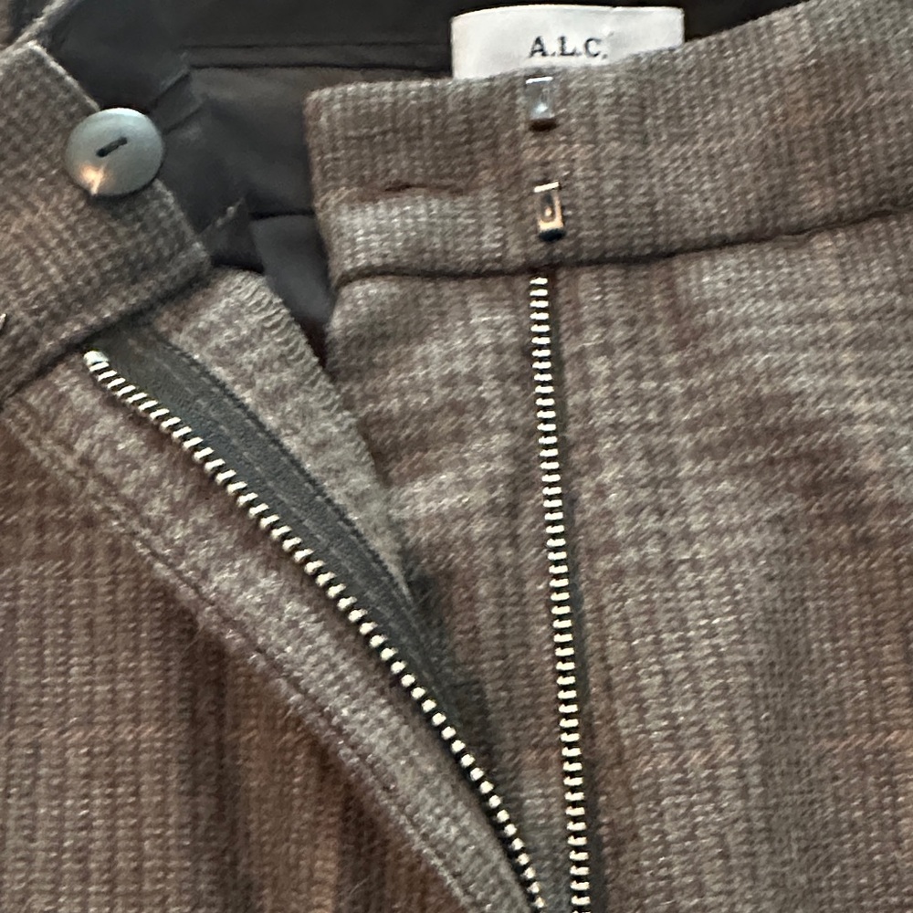 NEW A.L.C. Franklin Wool-Blend Tailored Trousers – Charcoal Plaid – Size 4 - Picture 8 of 13